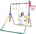 Gymnastics Bar with Gym 4-in-1 Set Rings, Training Swing, - Hoop Folding Junior for Basketball Bar Home Height-Adjustable