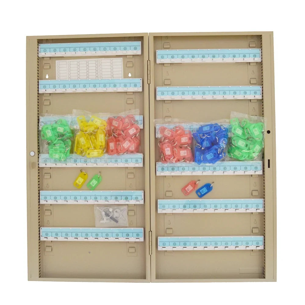 Key Hooks Mount Box Wall Cabinet 100 Organizer Beige Lock EQCOTWEA Key