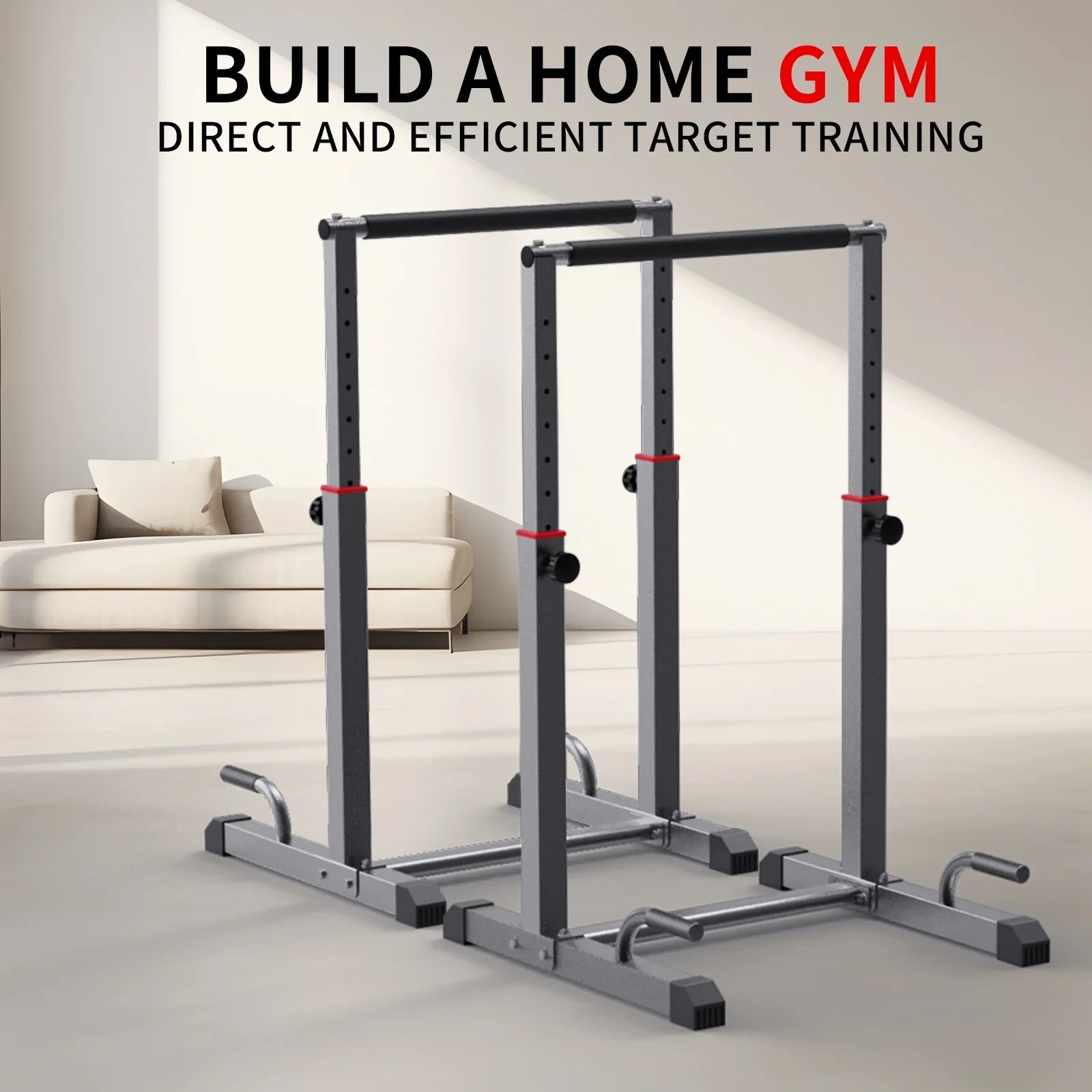 Workout Station Bar Adjustable, Dip Heave Full Fitness,Functional 1200lbs Set, Bars 9 Parallettes Dip Duty Level for Station Body