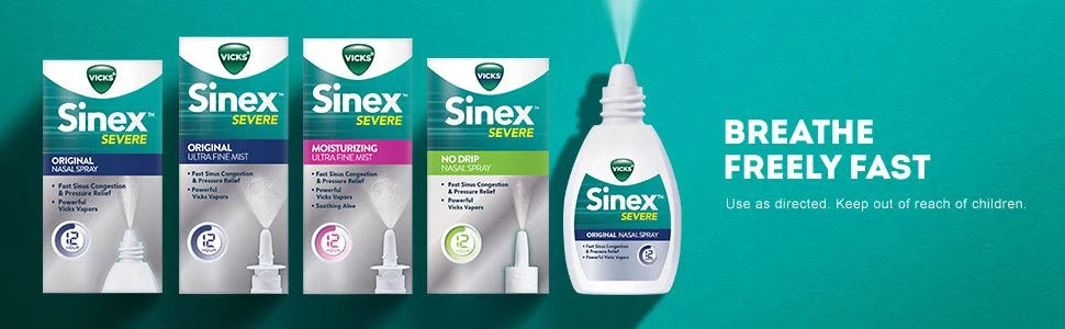 With Menthol Oz, 0.50 4-Pack Severe Sinex Nasal Vicks Spray