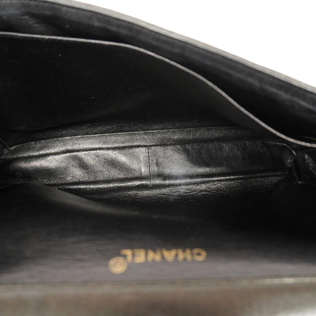 Pre-Owned Matelasse Black Bag Shoulder Women's (Good) Face W Double Chain Lambskin