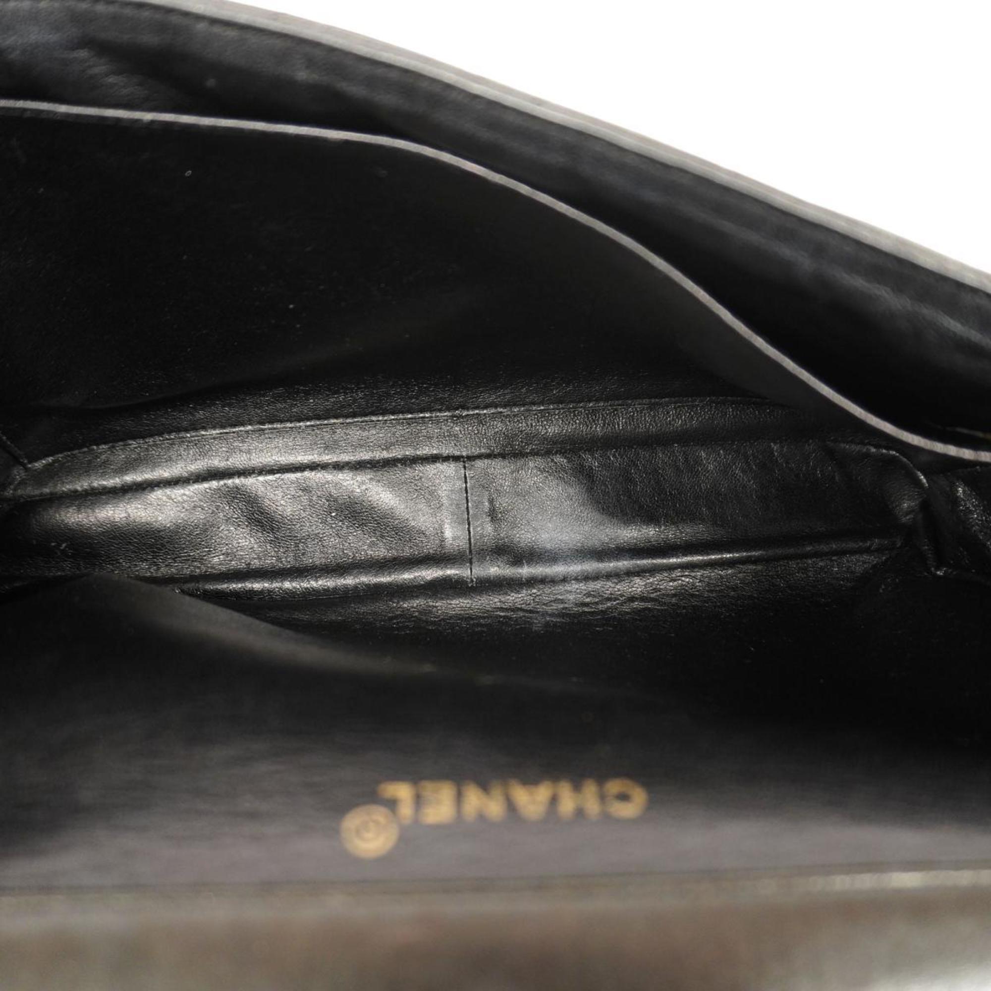 Pre-Owned Matelasse Black Bag Shoulder Women's (Good) Face W Double Chain Lambskin