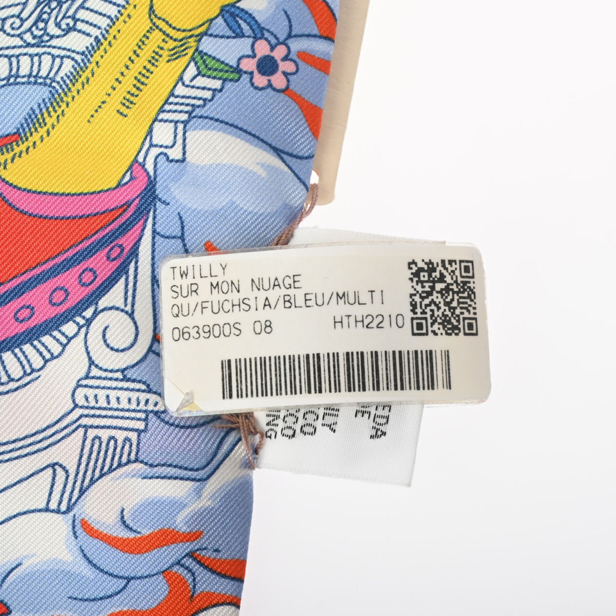Pre-Owned Pink/Multicolor MON Women's Muffler 100% Silk Twilly (Good) NUAGE SUR HERMES Scarf 063900S