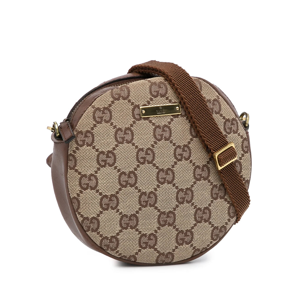 Bag Pre-Owned Unisex (Good) Round Canvas Crossbody Crossbody GG Fabric Authenticated Brown