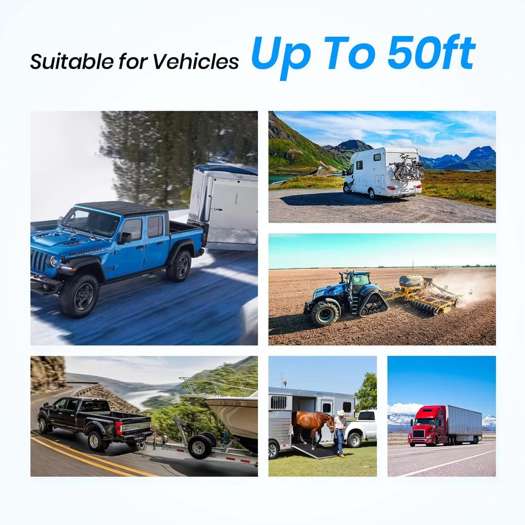 Dual Panel, Rear RV Monitor Campervans Reverse and PCS Camera View Solar Solar Wireless Trailer Camera, with Backup Wireless Split-Screen Cameras 7'' Battery-Powered Systems 2 2 Auto-Vox