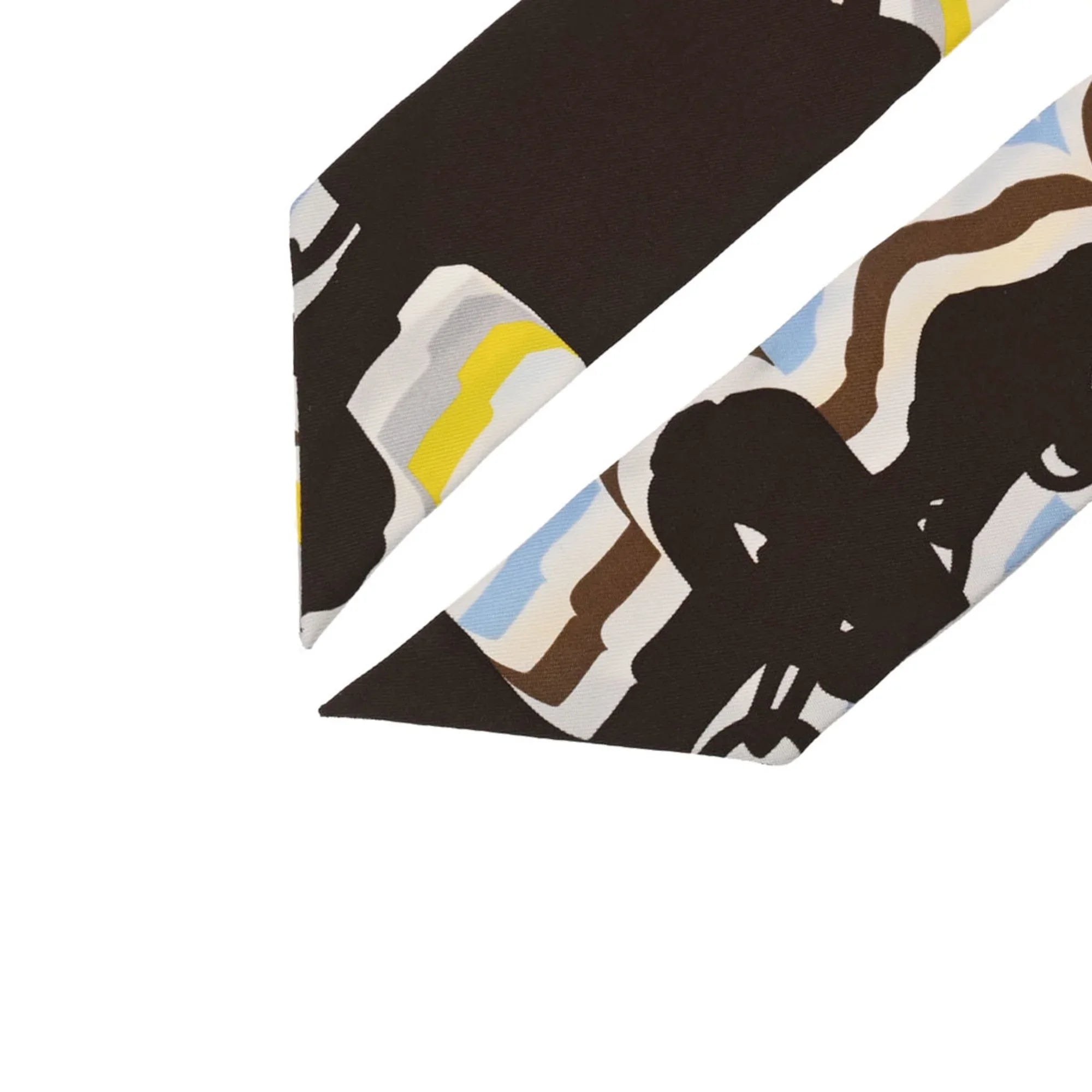 Silk White/Brown - Women's GALA 100% Twilly (Good) BRIDES Scarf DE HERMES Pre-Owned Muffler