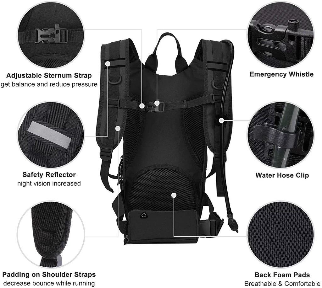Cycling Backpack Hiking with Pack liquid Hydration Running Pocket Fits for Bag liquid liquid Thermal SKL Adjustable BPA Insulation, Women Biking 2L Men Bladder, Daypack Free Waist Military Tactical