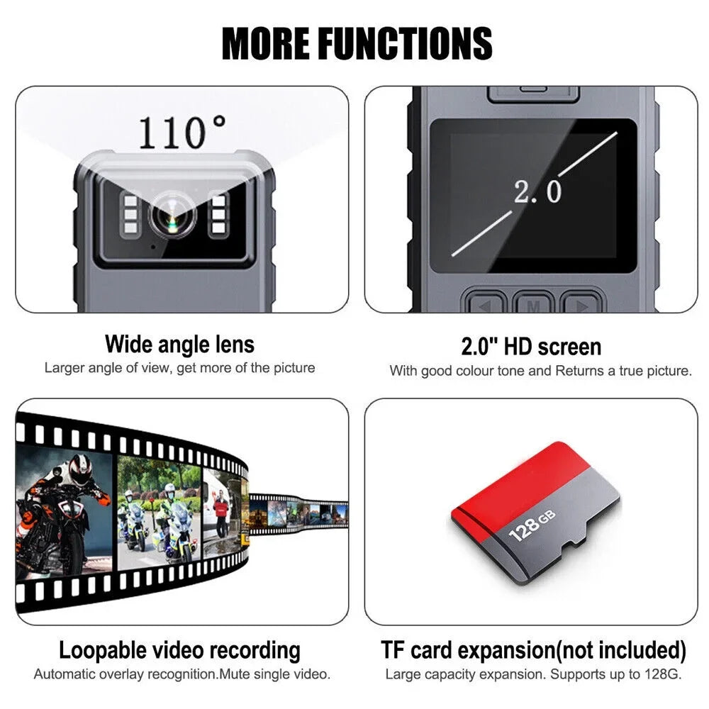 Body DVR Recording Camera JLLOM and Vision with Night 1080P Police Audio 2k Video HD Camcorder - Mini