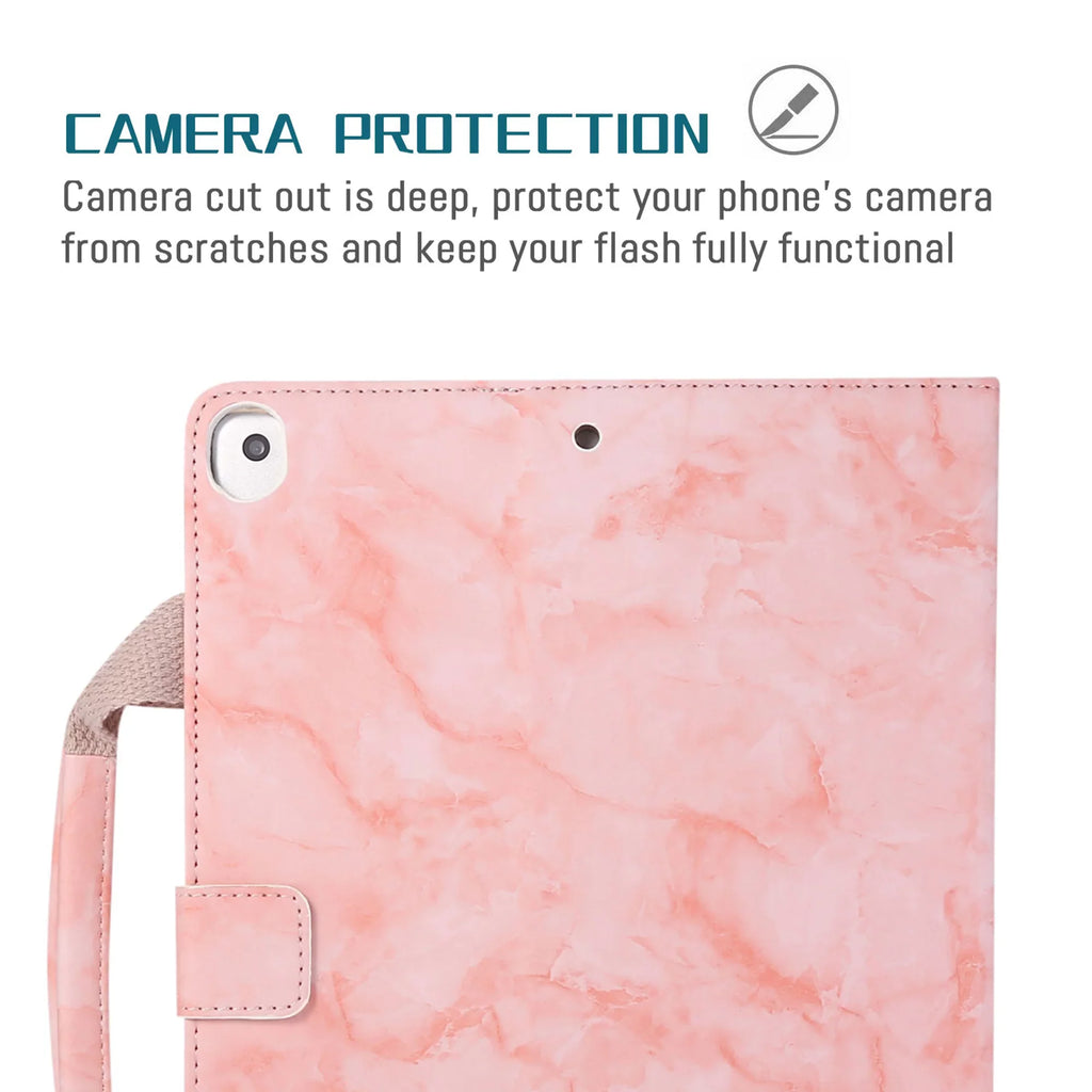 PU Pocket Magnetic & Cover Air Bag with Marble 2 Multi-Angle 1st/iPad Folio 9.7 Dteck Wake/Sleep], Leather Document Pro 5th [Auto Gen Case, 6th Case, Generation Handle iPad Pink iPad Case, Stand iPad