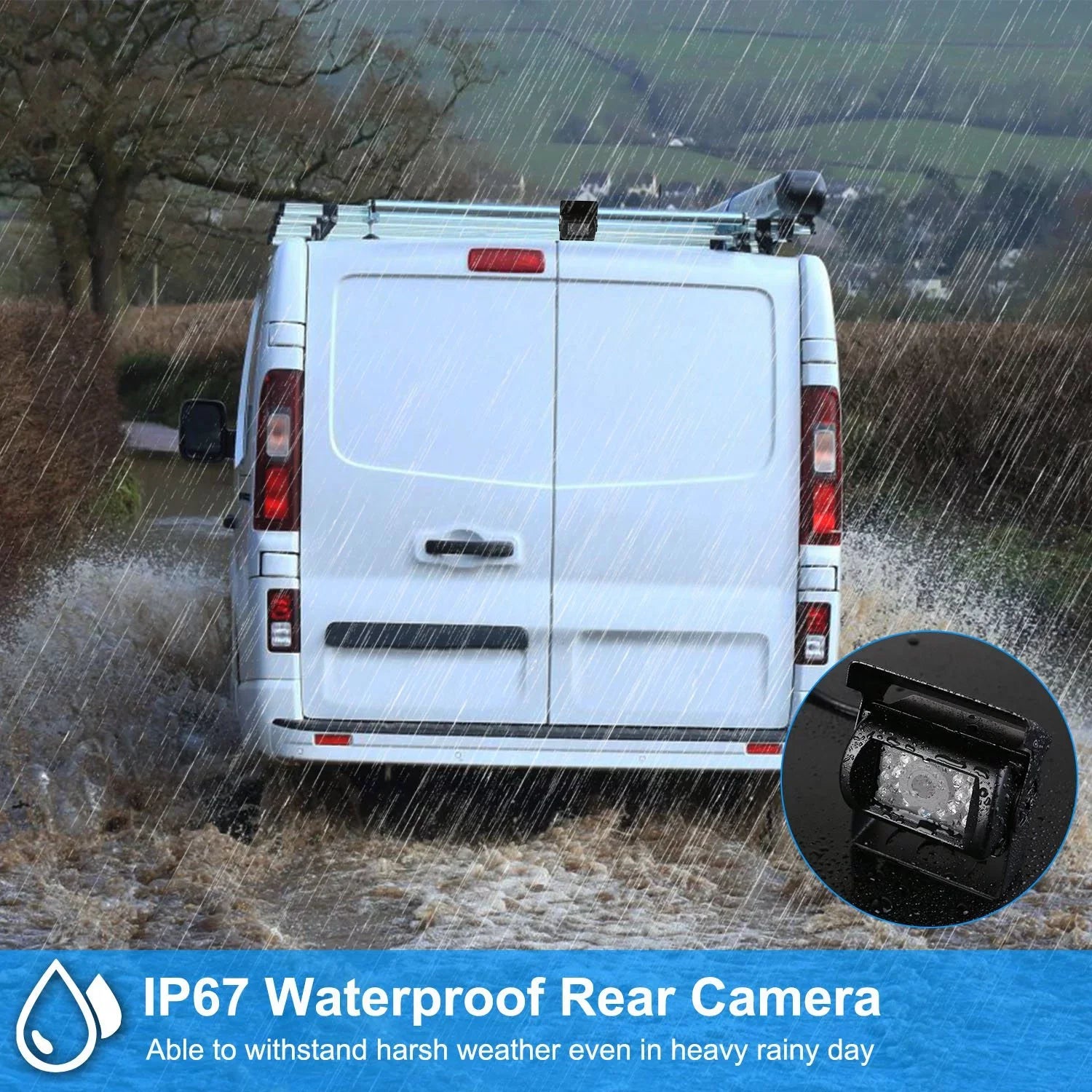 Monitor Reverse Vision 7In Trunk Night IP67 Camera, Reverse Camera, System with Rearview Car Vehicle Waterproof for SUV Backup System, Reverse Car Parking Van Car Parking