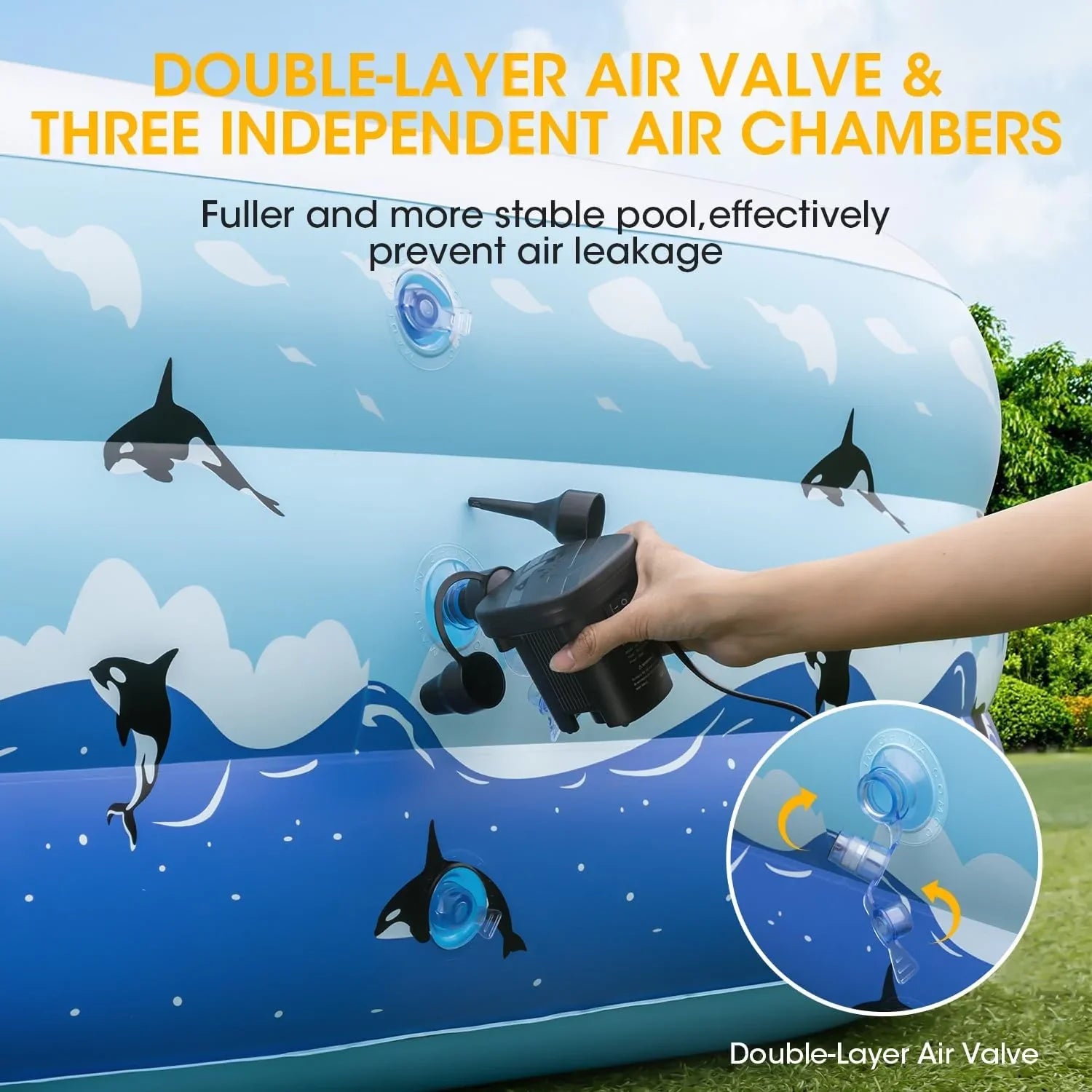 Garden Inflatable Extra Adults, Full-Sized Blow Pool Pool Family Lawn Swimming Backyard Ground Indoor Inflatable Home Above Thickened exterior 130"x72"x22" Large with for Pump, for Swimming Up Pools