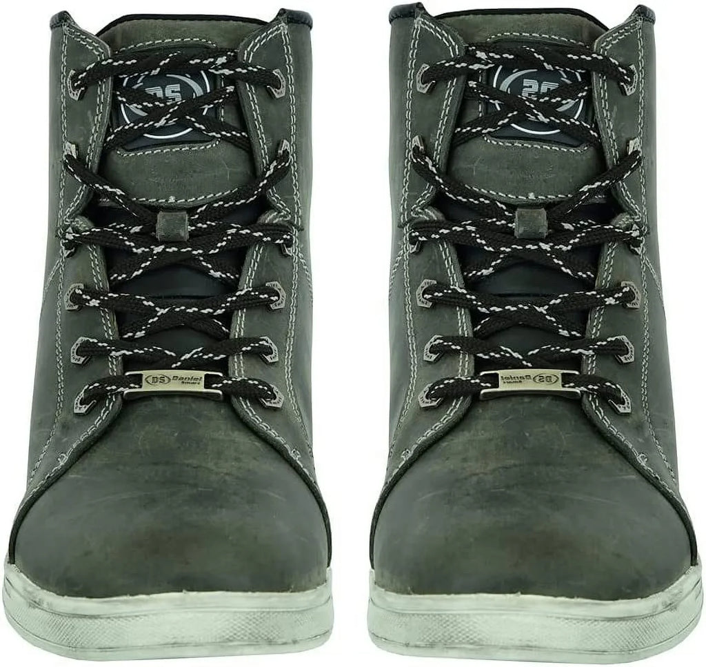 Full Leather Smart Men’s Boots Shoes Closure Grain & – Motorcycle Rubber Waterproof with Lightweight Outsole Lace-up Daniel