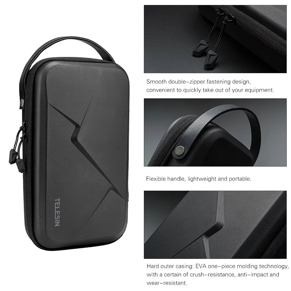 with and TELESIN DJI DIY Box Storage Camera Waterproof Accessories Portable EVA 8/7/6/5 Pocket OSMO - Action Case Compatible Action, OSMO Storage