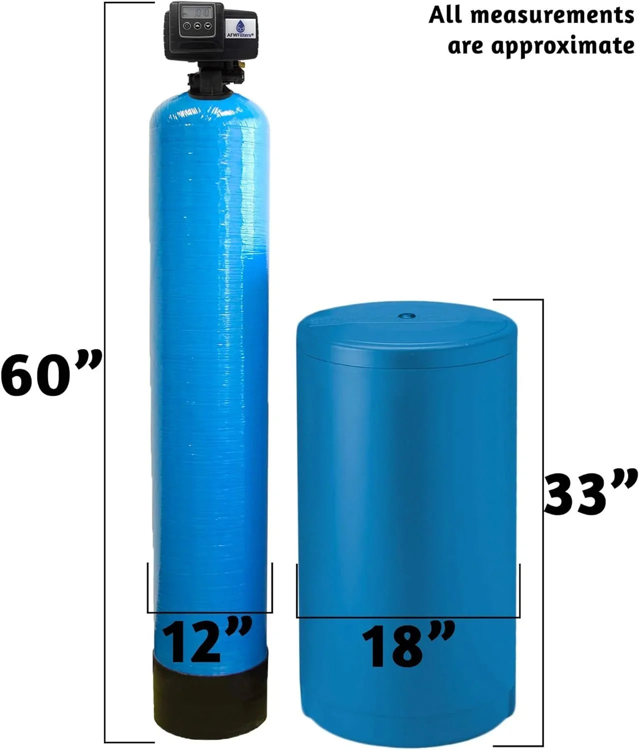 Iron Foot Home MNPT Whole 2 Mesh Pro 64k liquid Fine AFWFilters Softener and 1" with Connection, Plastic Blue Resin, Tanks cubic