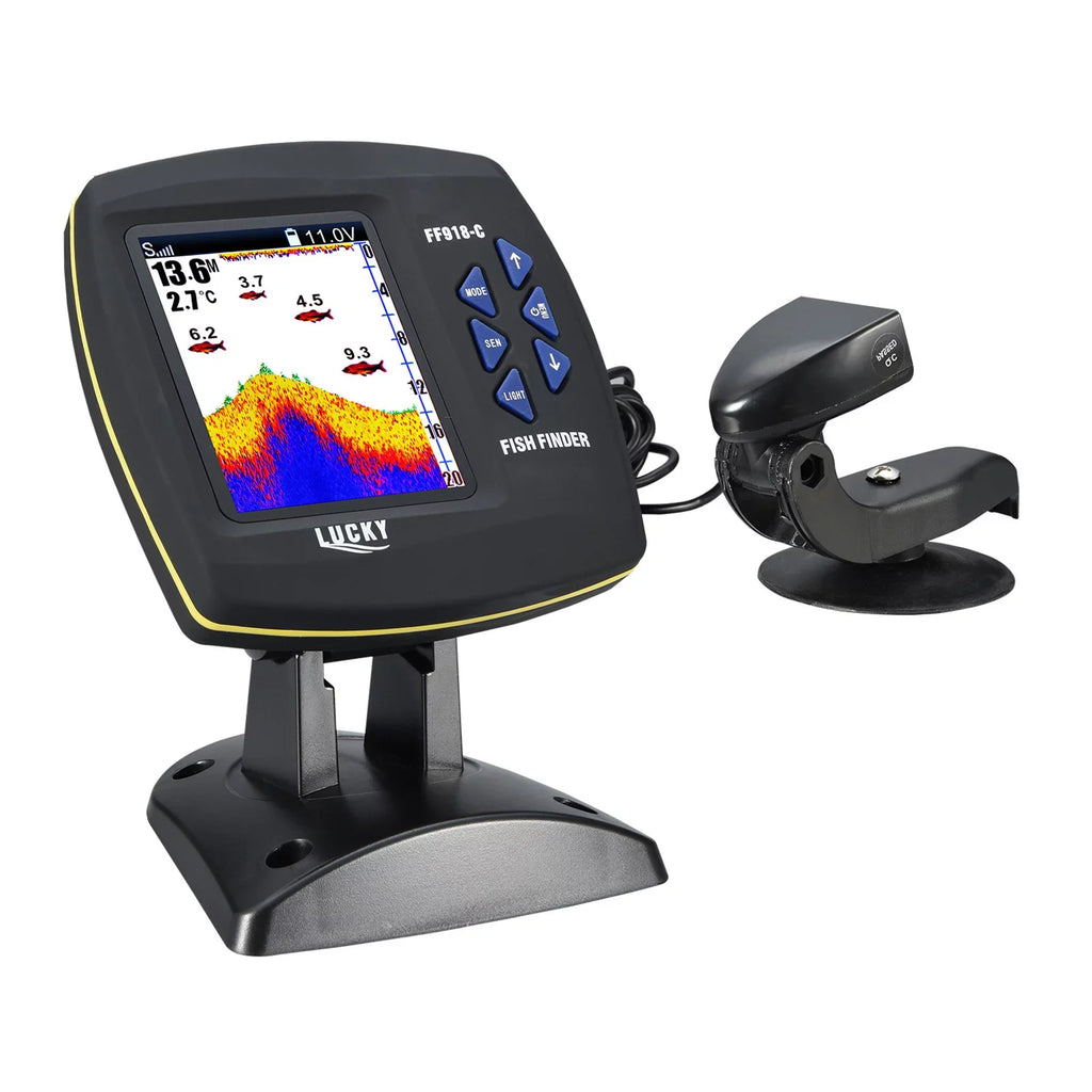 Fish Sensor LCD Fishfinder Finder Underwater Monitor Fishing Locator Underwater Fish Boat Portable Detector Transducer Tomshoo Fish Degrees 45 Finder Fishfinder Wired Fish Waterproof
