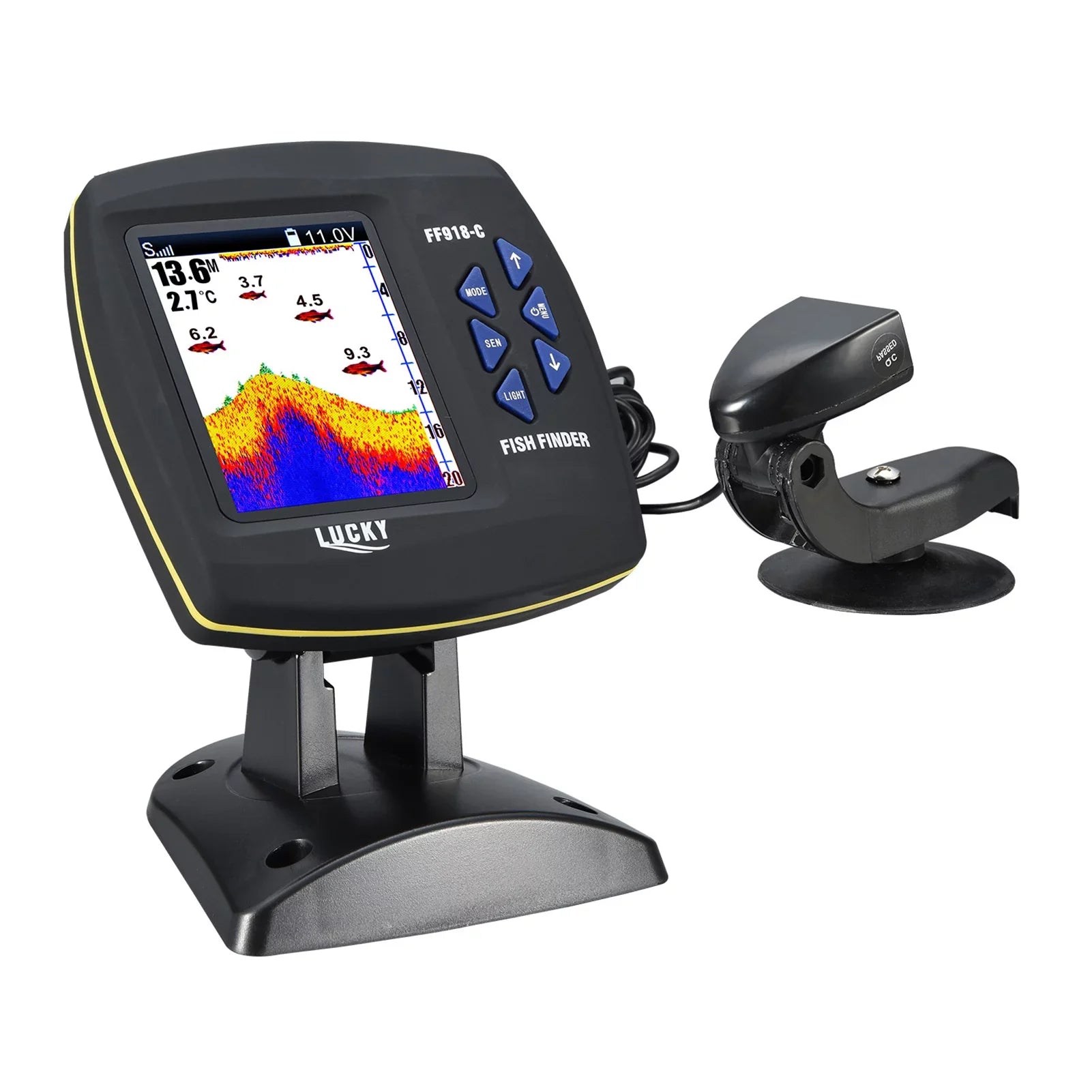 Fish Sensor LCD Fishfinder Finder Underwater Monitor Fishing Locator Underwater Fish Boat Portable Detector Transducer Tomshoo Fish Degrees 45 Finder Fishfinder Wired Fish Waterproof