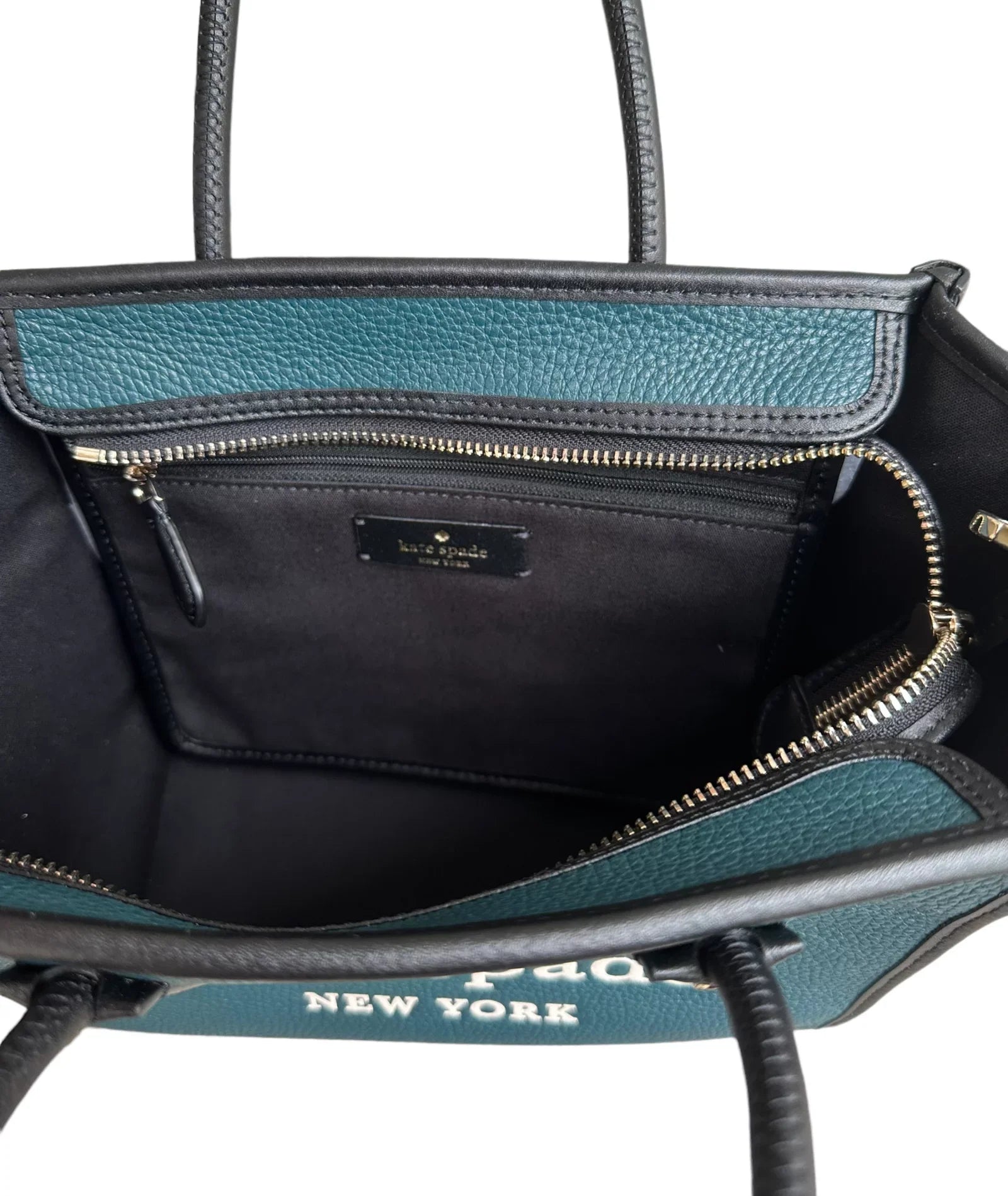 Ella Colorblock Leather Spade Kate Satchel Crossbody Small Multi Logo Peacock