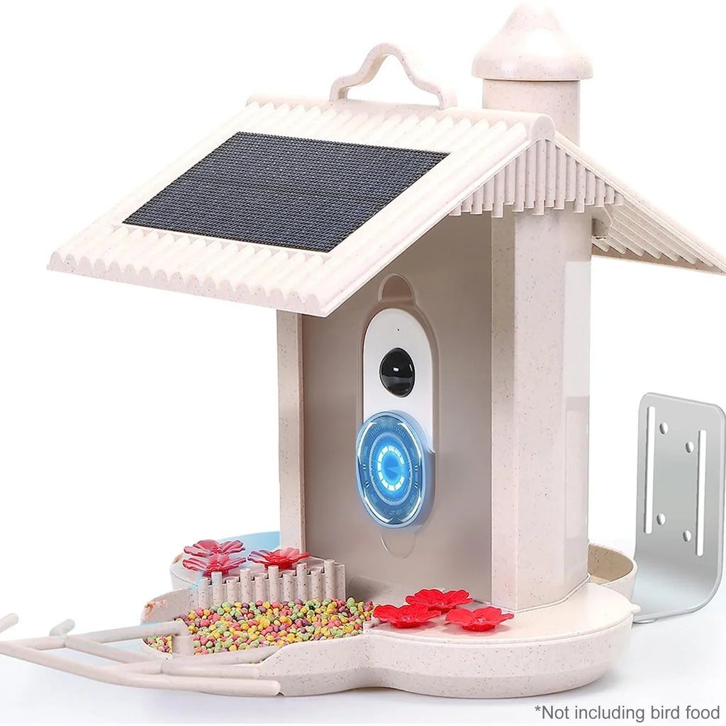 Capture Smart Bird IP65 Video Cards Notification Bird AI 1080P Identify Species Real-time Auto Bird and Carevas WIFI Detection Waterproof Motion TF 128G Camera Feeder