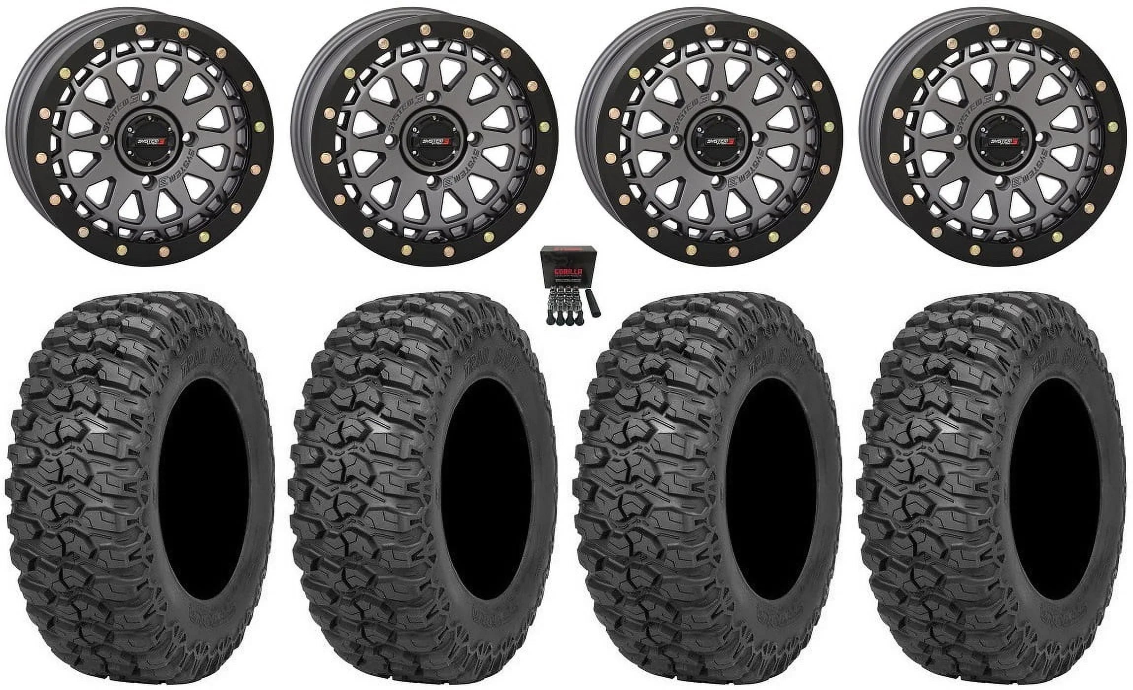 Maverick Commander Wheels Trail Gunmetal Renegade 15" 3 Defender 2.0 Outlander Saw Can-Am SB-6 System Tires 32" (4+3)