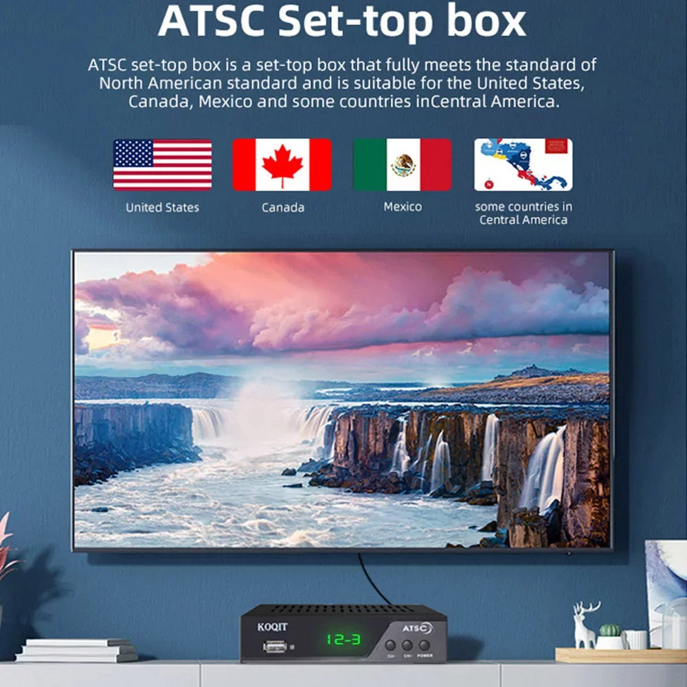 Digital Multimedia Recorders TV ATSC to tv Box, OTA USB, Clock HDMI Set Converter 12/24 to Hours, to Tuner Coax Box Box Digital Analog Top Digital,