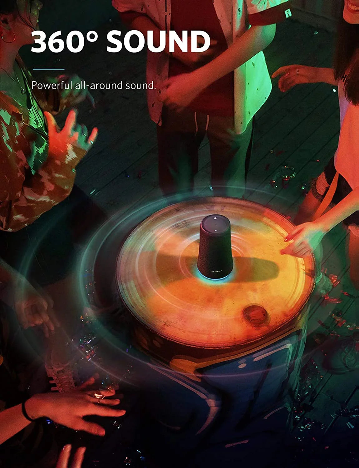 with Speaker Soundcore Speaker Party Sound LED Flare Waterproof Wireless 360°