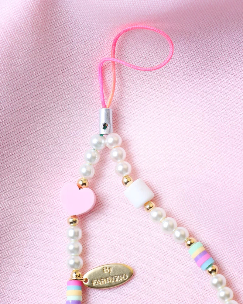 Freshwater in Phone Nazar Il Pearls Strap Me Strawberry Heart and Star con Mare Charms
