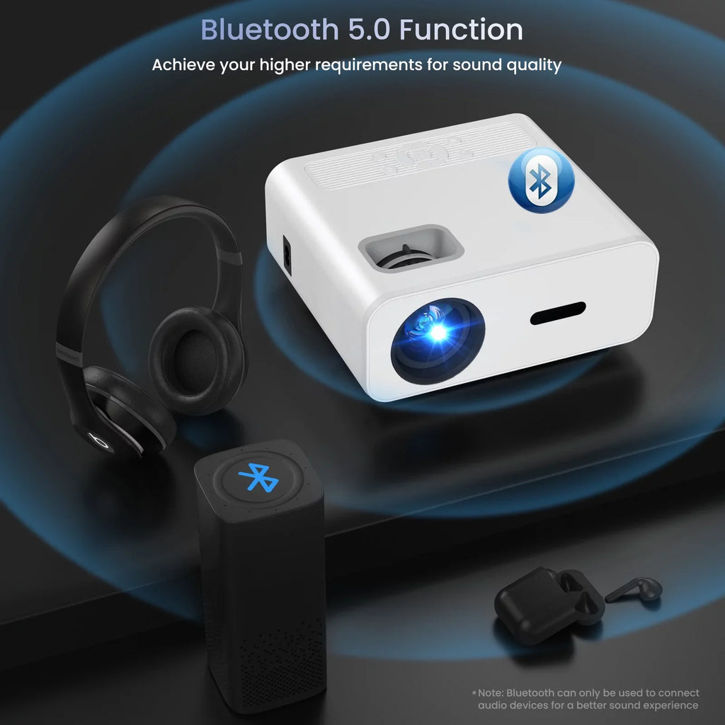 Projector AUOSHI Home , 1080P exterior , Projector For 4K Support 12000LM Projector Video Theater and with Wifi Projector Portable 5G/2.4G Mini Bluetooth, Movie