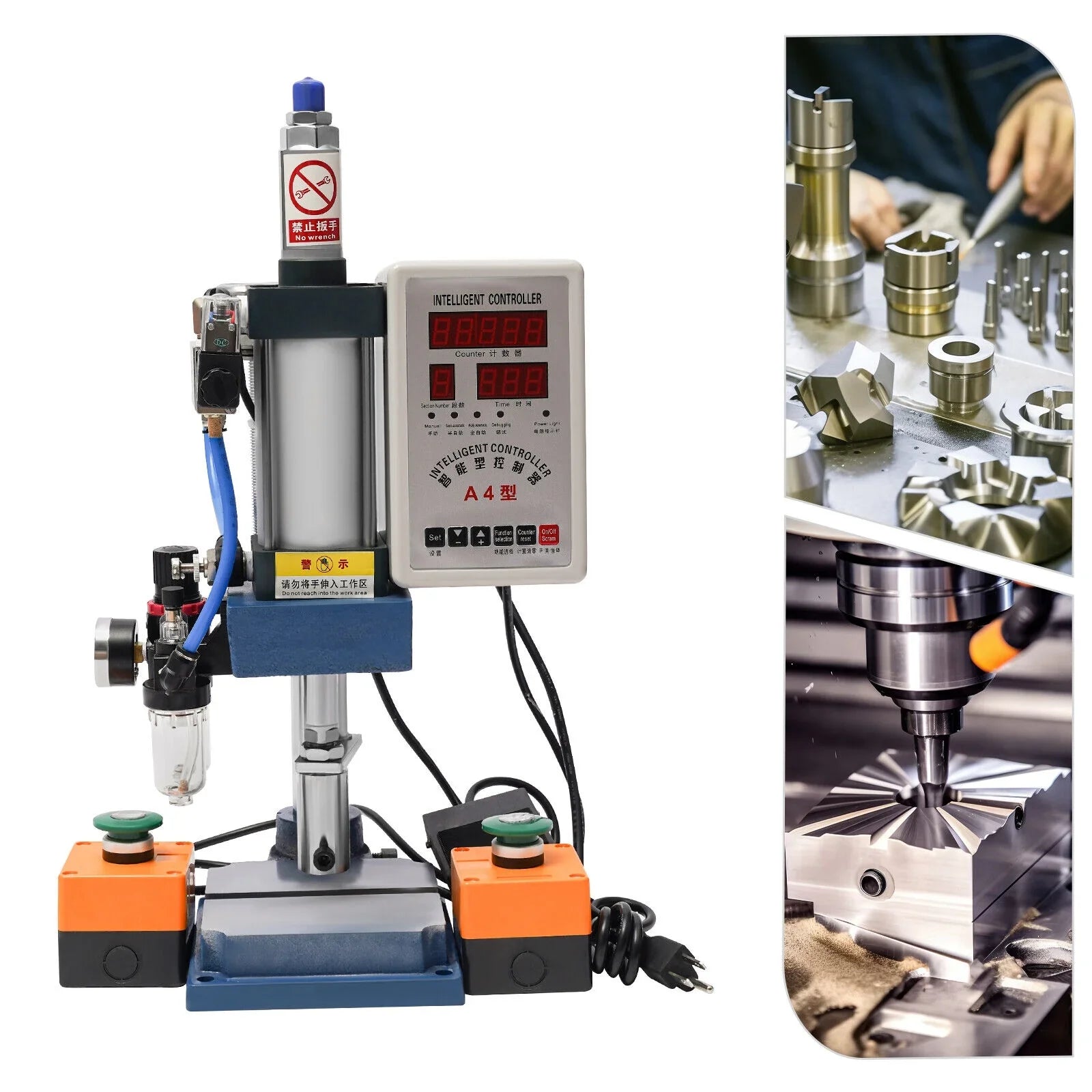 Adjustable with Punch Pneumatic Machine Press Equipment Controller, 440lb Digital New 4V210-8