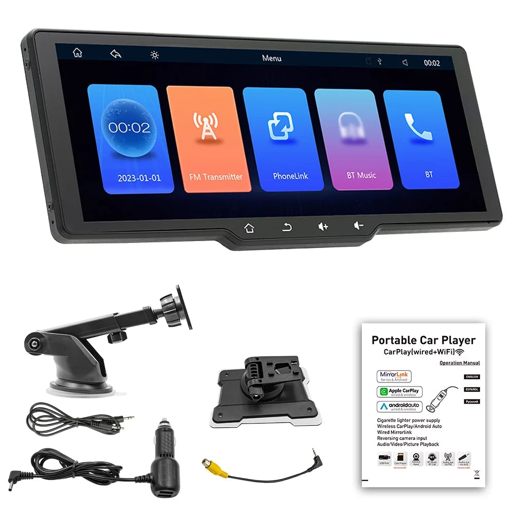 Auto APP MultiMedia Player Rearview Video Car Recorder Wireless Camera Portable 10.26in Camcorder Mobilephone Car Camera Multi-language CarPlay Car Control Shinysix Car