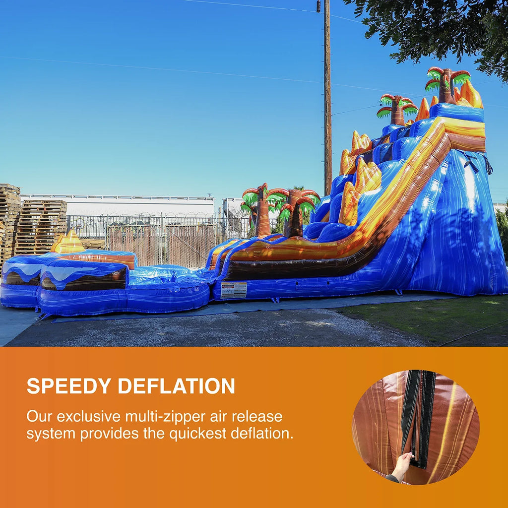Commercial and Kids JumpOrange Waterslide, Vinyl Adults Blower), PVC Grade for with Slide 19' Detachable liquid Tall Pool Oasis Inflatable (with exterior