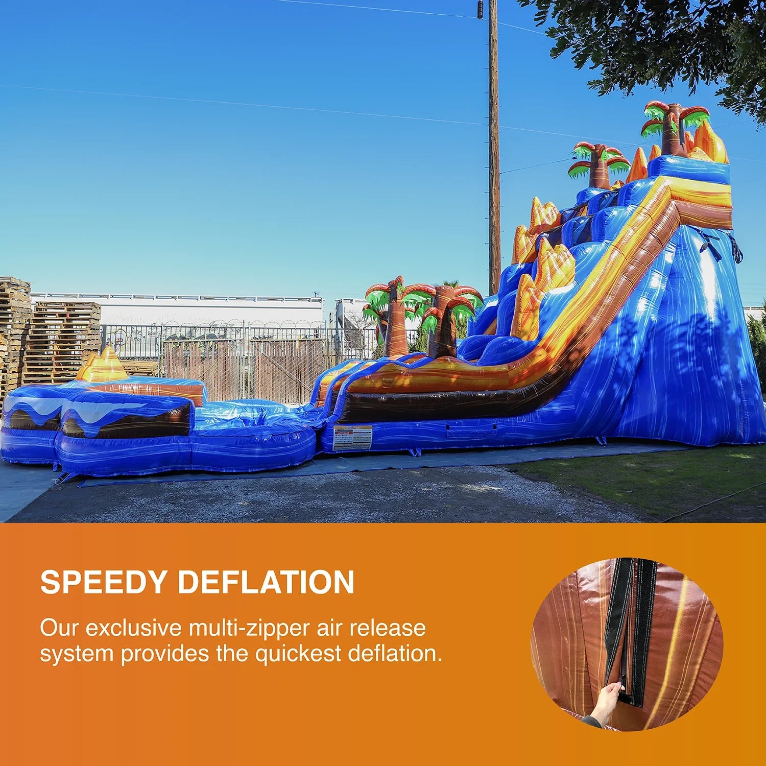 Commercial and Kids JumpOrange Waterslide, Vinyl Adults Blower), PVC Grade for with Slide 19' Detachable liquid Tall Pool Oasis Inflatable (with exterior
