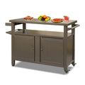 Cooking Kitchen Table Wheels, for Party, Dining Storage exterior Patio, Metal Grill (Brown) Cabinet Kitchen exterior Carts BBQ Table Bar with Prep Home Island, Grill Table CoSoTower