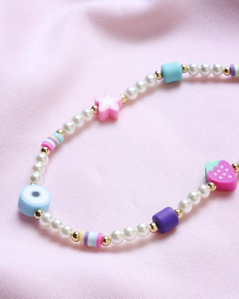 Freshwater in Phone Nazar Il Pearls Strap Me Strawberry Heart and Star con Mare Charms