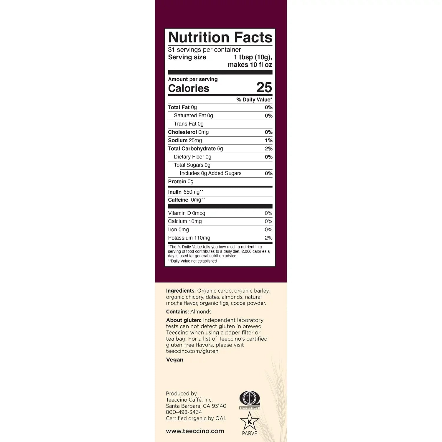 Medium Chicory ounce Teeccino 11 of Mocha Coffee 6) Herbal Ground, Roast (Pack