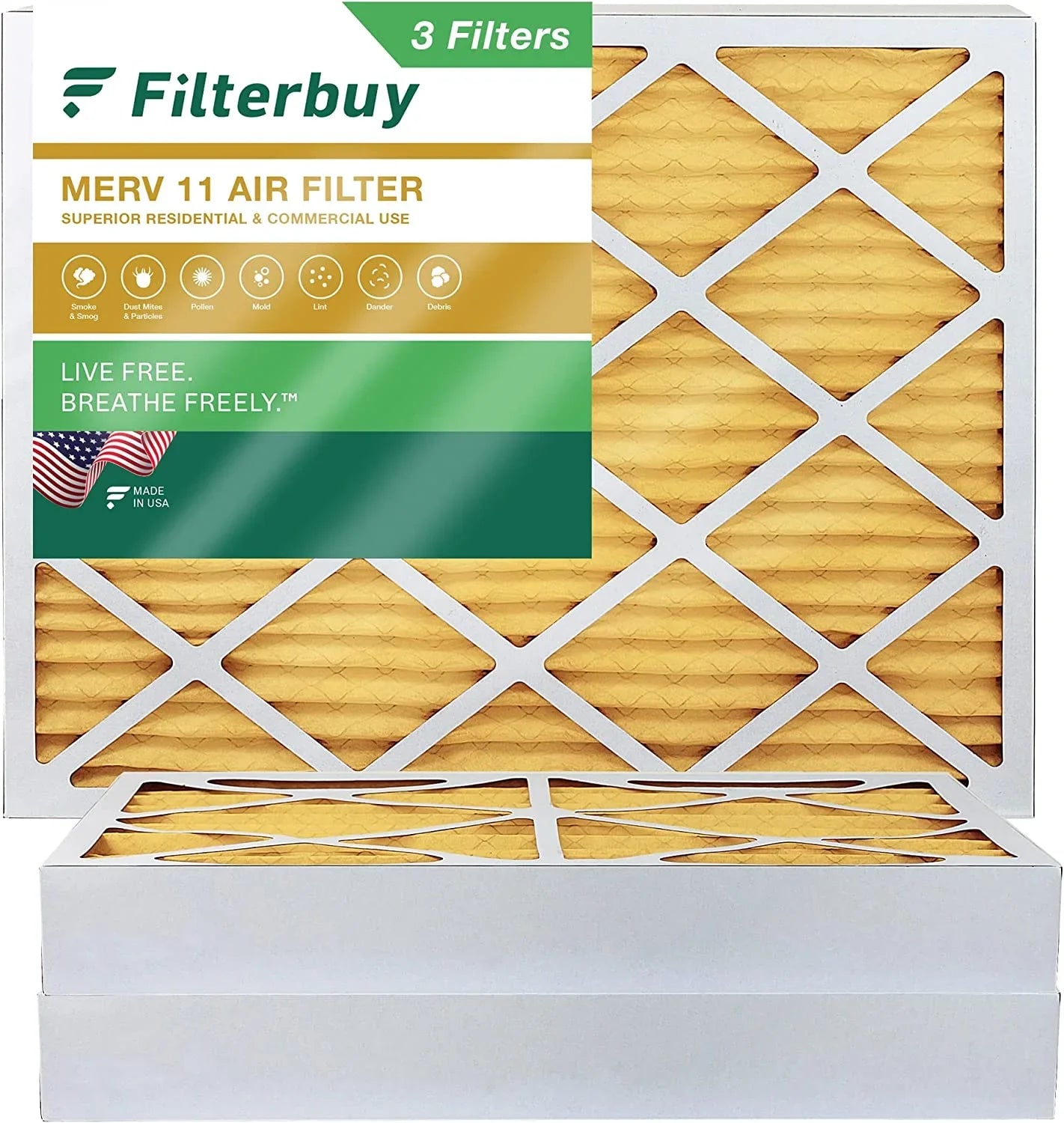 AC Furnace (3-Pack) Filterbuy Filters Pleated 11 20x24x4 MERV Air HVAC