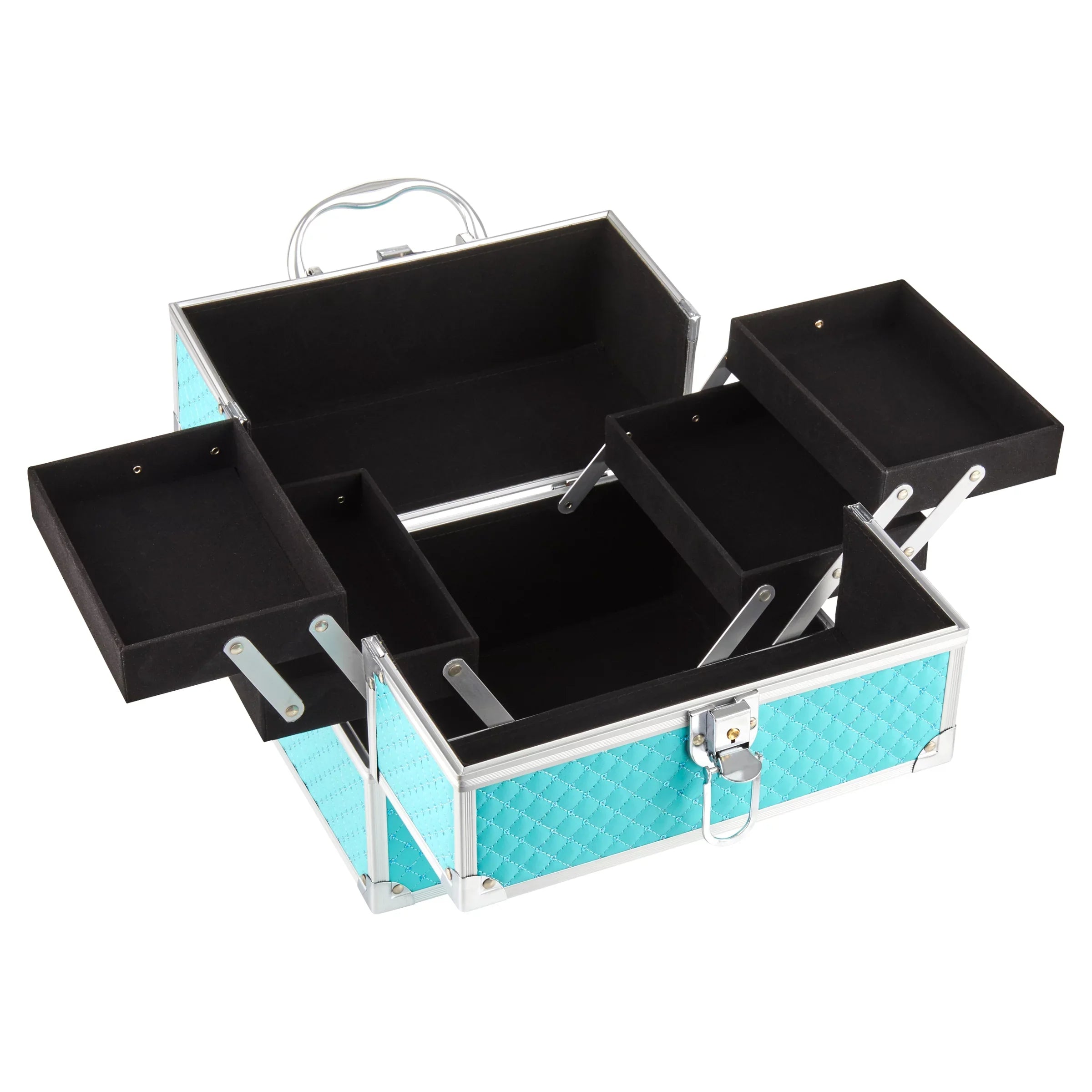 x trays, 6.7" Teal Organizer, Train 7.9" 4 Case Cosmetics x Color, Makeup 9.85"