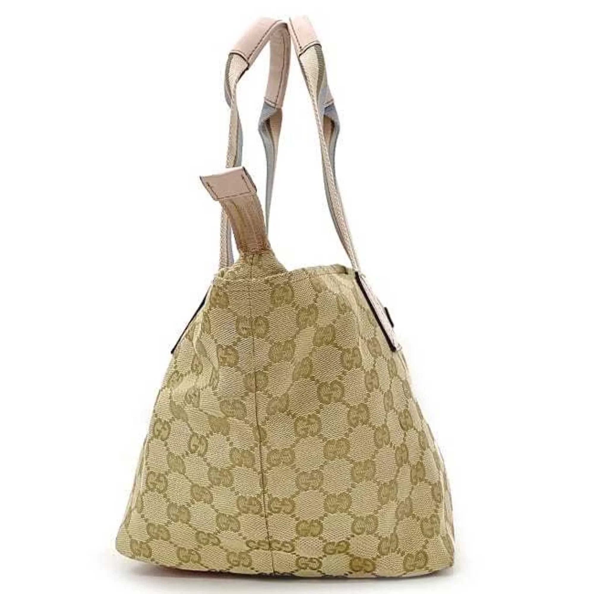 Blue Handbag (Good) Canvas GG Women's Pink Pre-Owned Beige Tote Pastel 131228 Leather Bag