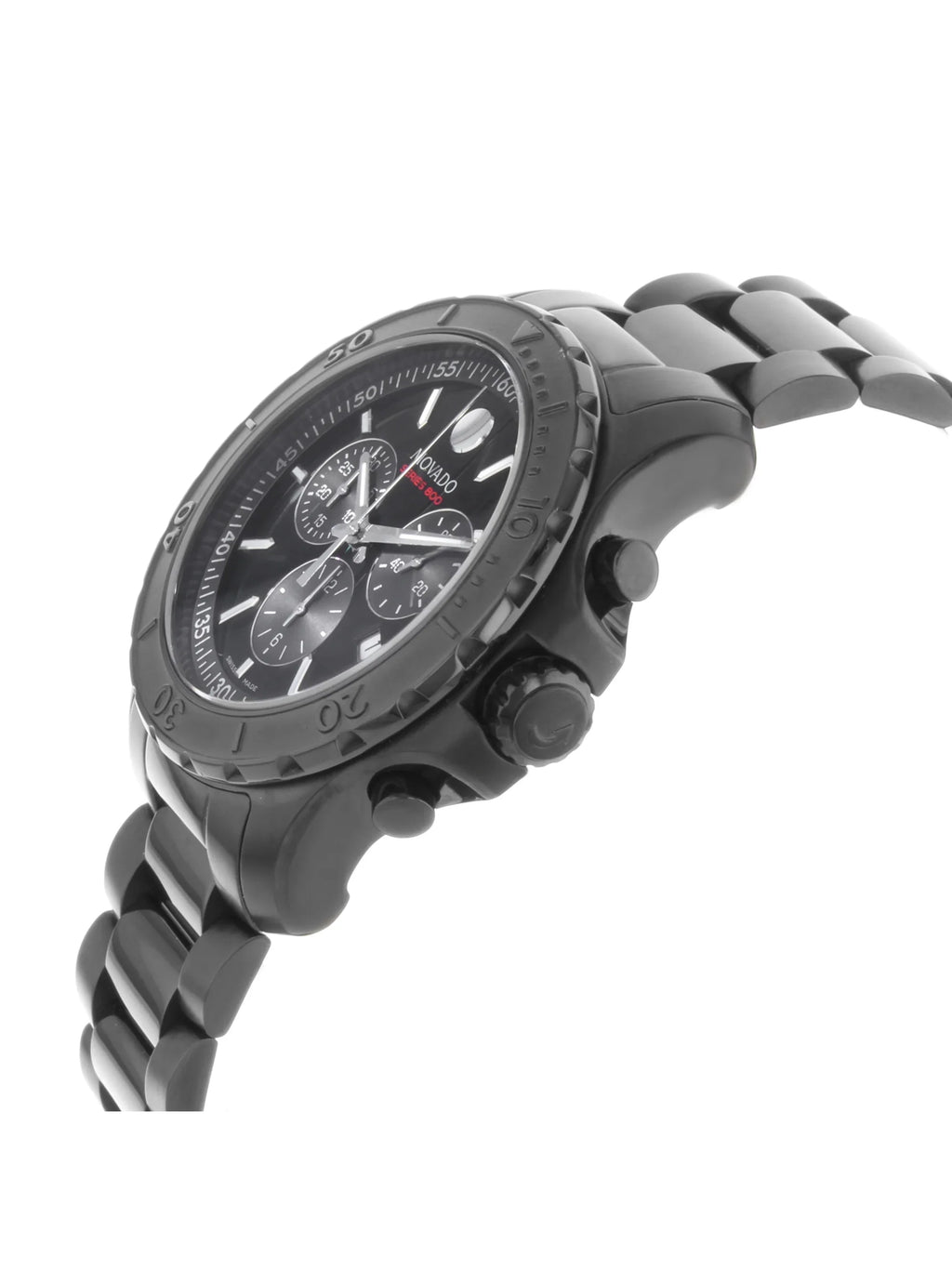 Coated PVD (Good) 800 Black Pre-Owned Quartz Steel Watch Movado 2600119 Series