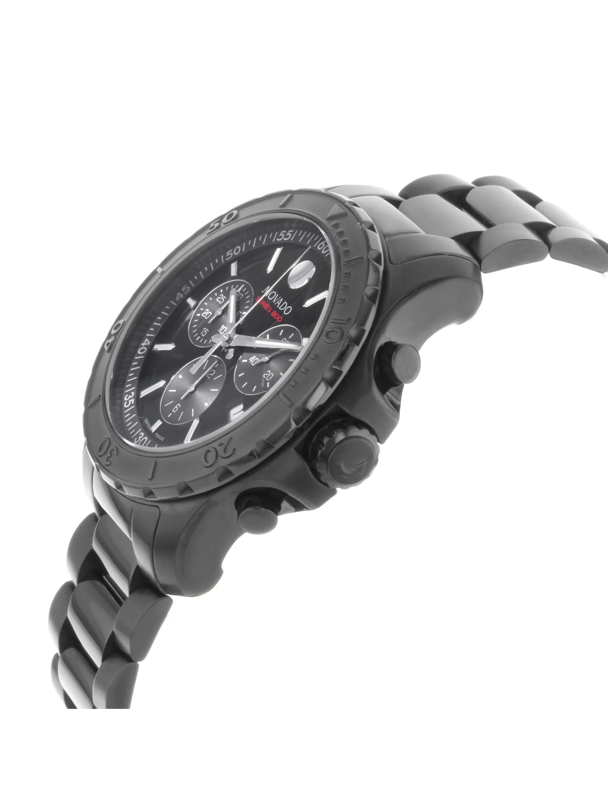 Coated PVD (Good) 800 Black Pre-Owned Quartz Steel Watch Movado 2600119 Series