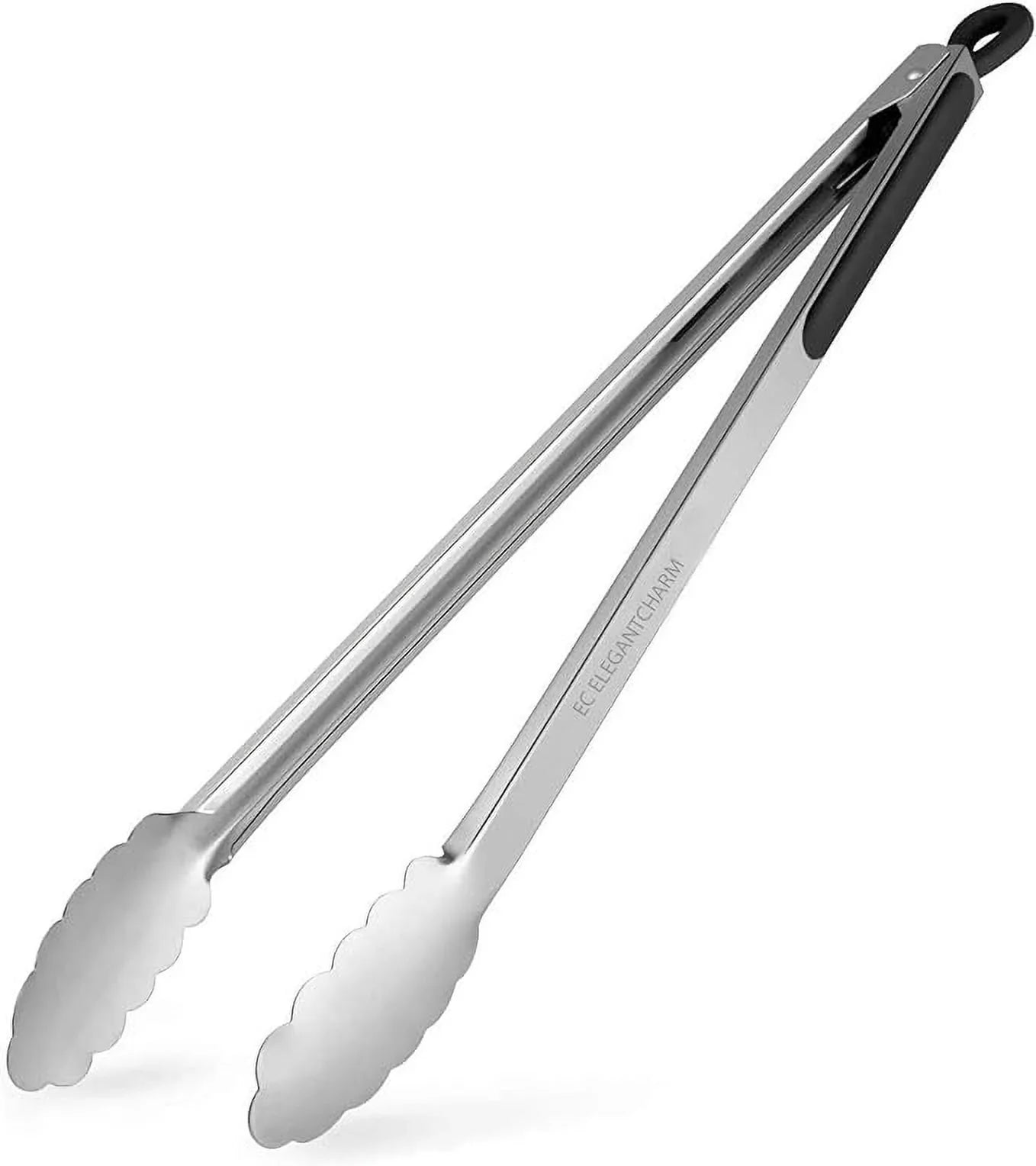Cooking Tongs Grilling, Tongs Silicone Duty Stainless Long for Heavy Grill Handle with BBQ 17" Grip Kitchen Locking Soft Steel
