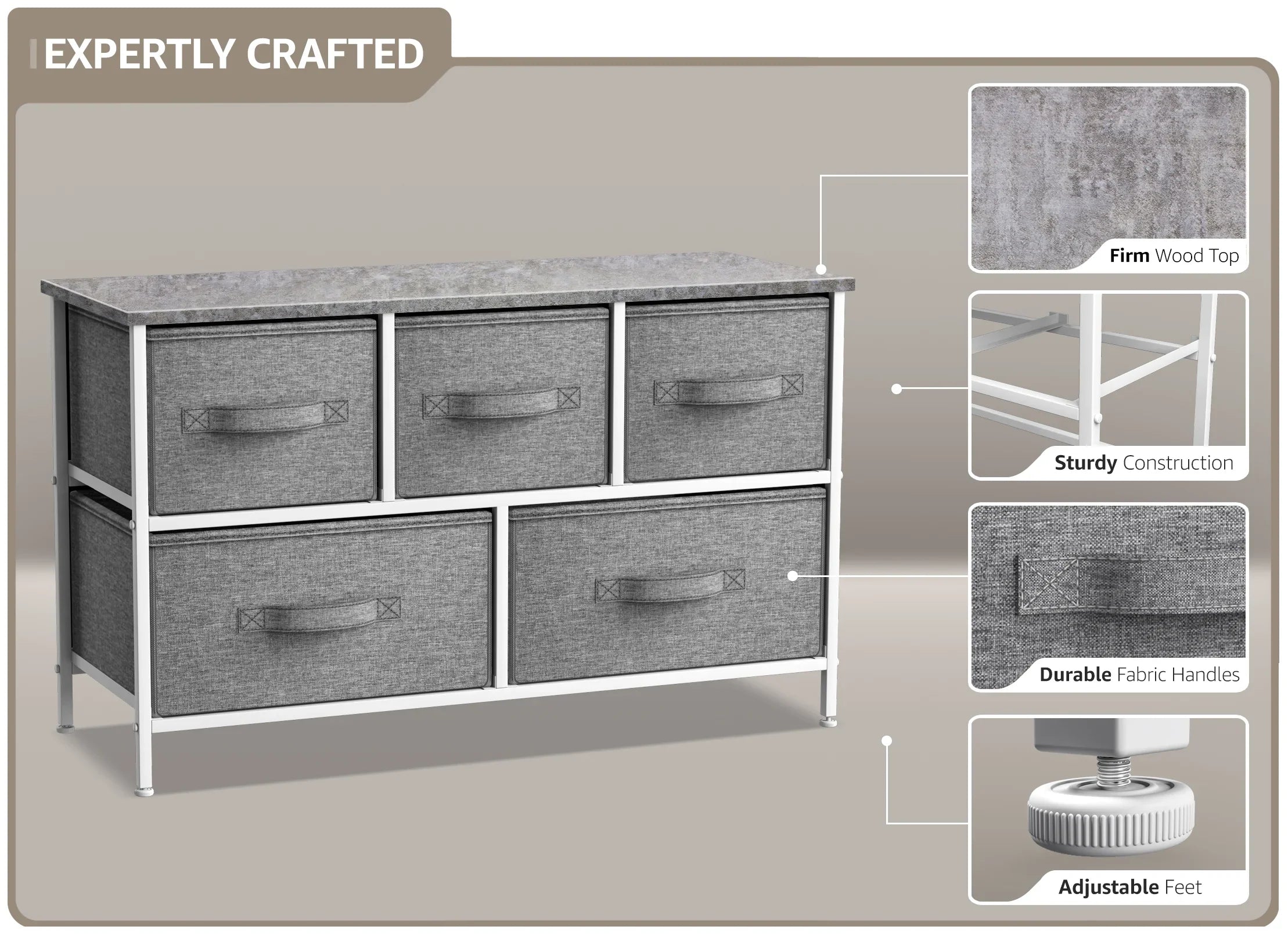 Storage Cube Grey Dresser -