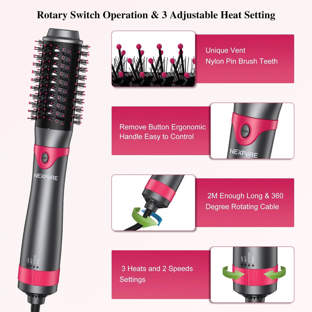 Suction Curler Styling Air Hair NEXPURE Multi-Head Multifunctional in Hot Dryer Ion Women Salon 5-in-1 Comb,Negative Tool, 5 Detachable for Hair Automatic 1