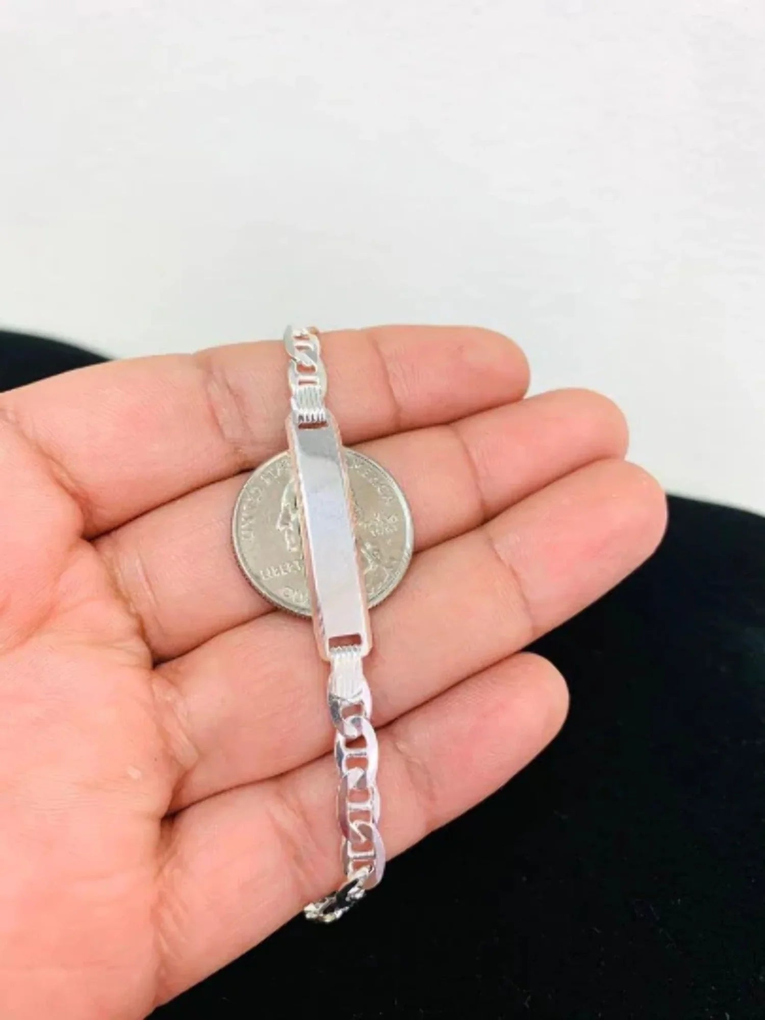 in / Bracelet Bracelet Sterling 8" 925 Pulsera ID for Link Bracelet / Mens 9.7g ID hombre Mariner Mens Silver for para Silver Silver 5.4mm Mariner /