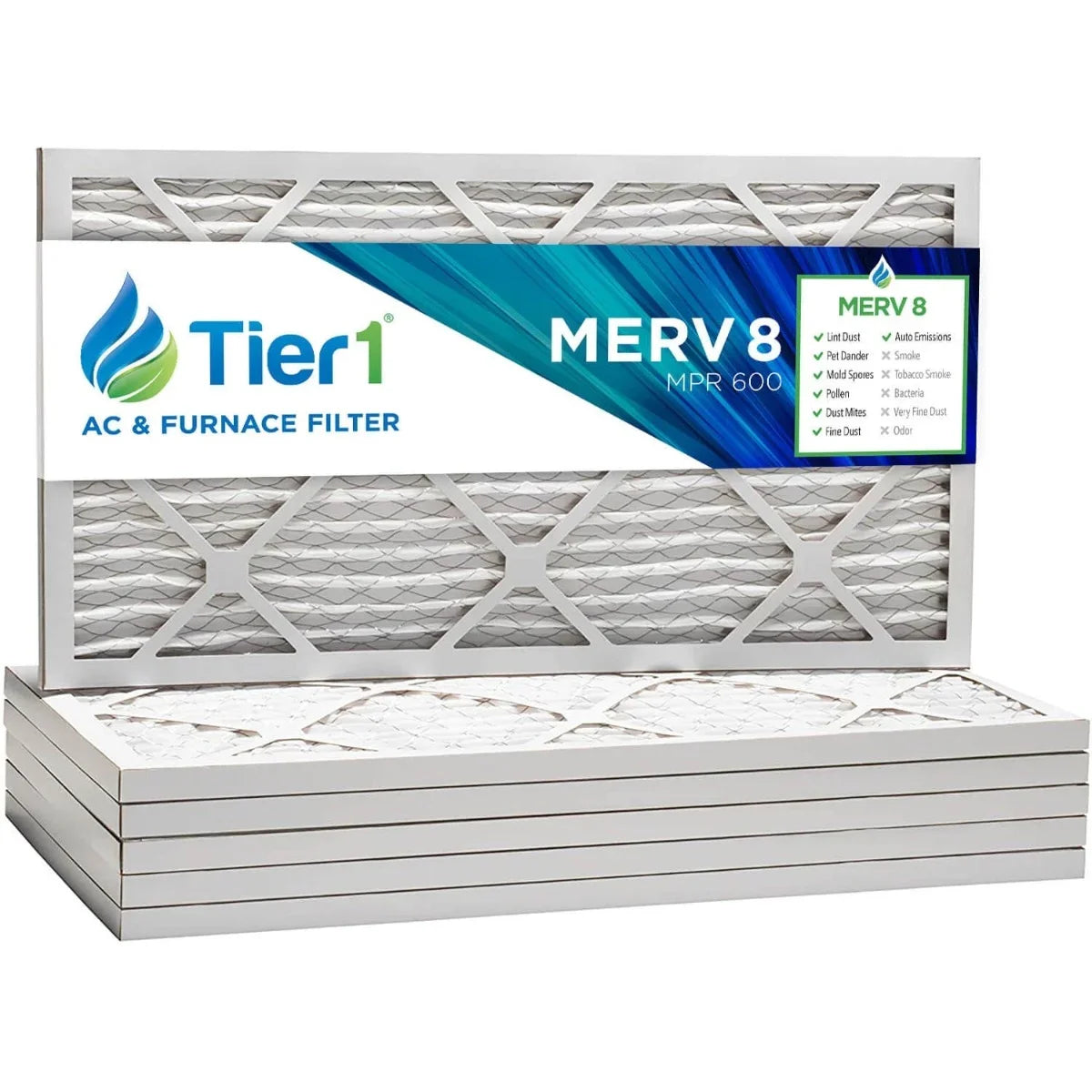 '- 8 6 Pack Furnace Air/ 16x25x1 Merv Tier1 Pleated Filter