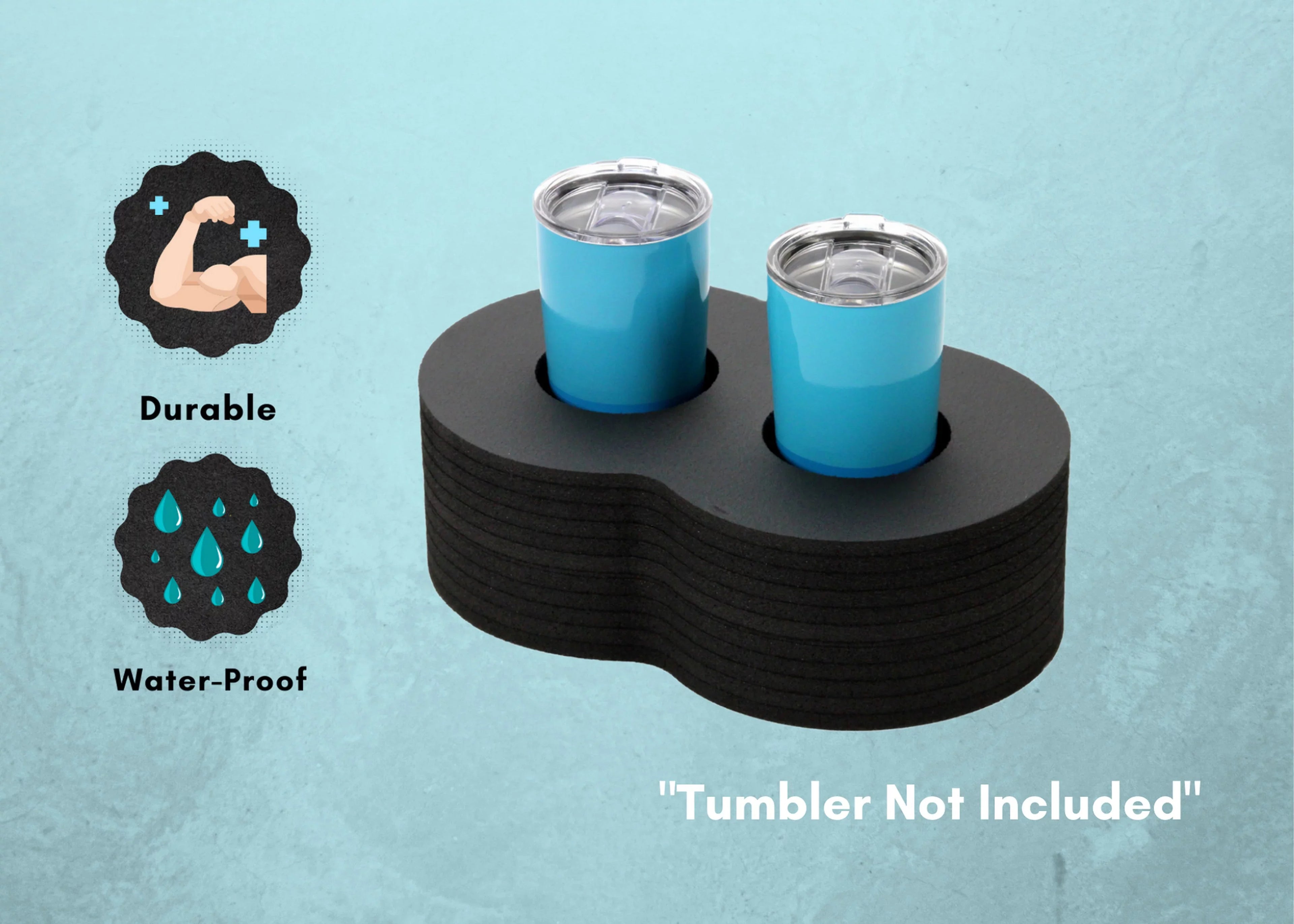 Tray Holders Holders Drink 2 Pool with 6 Party for Wide Resistant Floating Float Cup Whale Durable 13 Foam Inches Compartment Drink Refreshment Lounge Polar or Tumbler Float UV Beach Holder Black