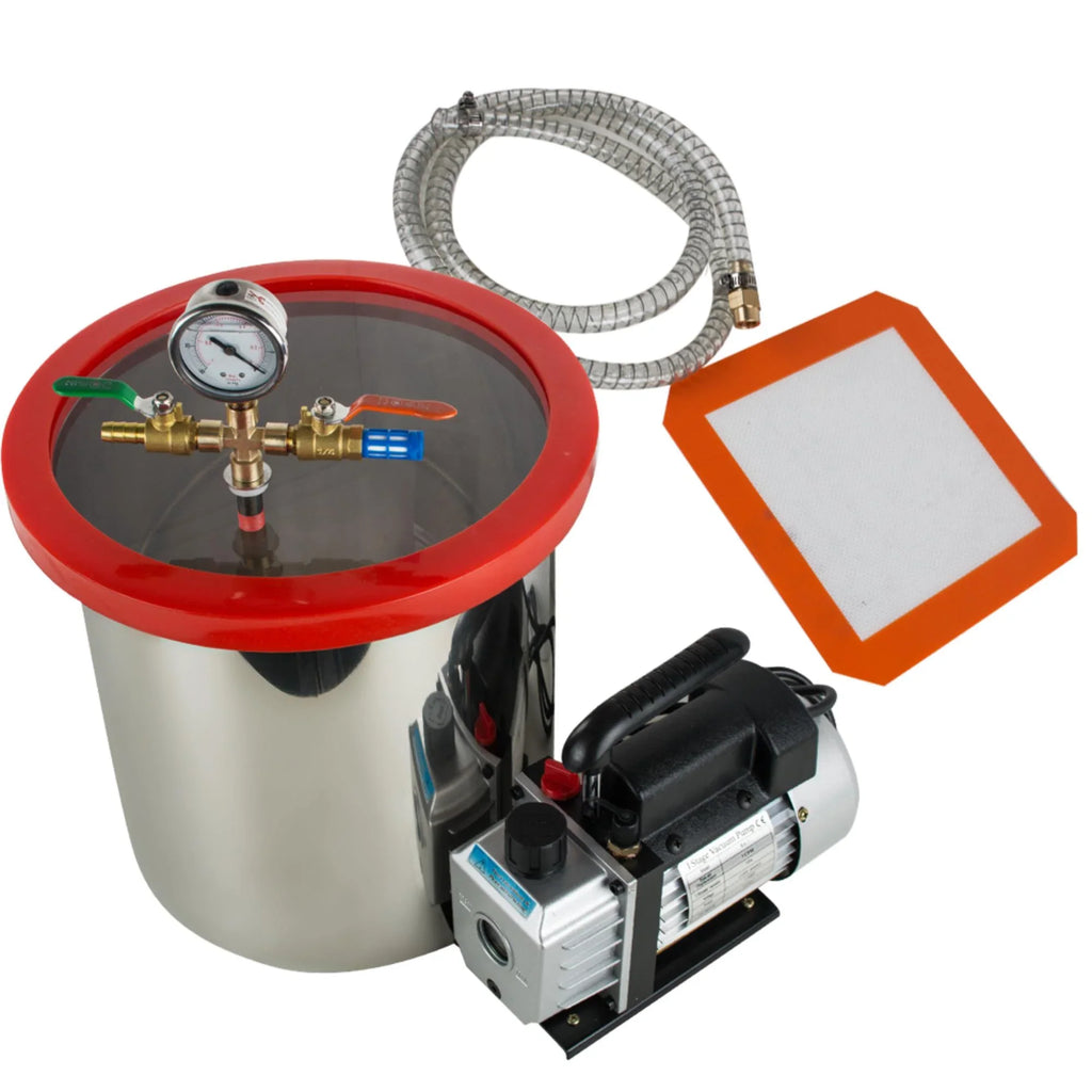 Stainless Pump Bubbles The Vacuum Powerful Silicone Gallon] Efficiently Degassing - Vacuum 3CFM Chamber [5 and Eliminate Ultimate Kit Air Steel Our with Machine