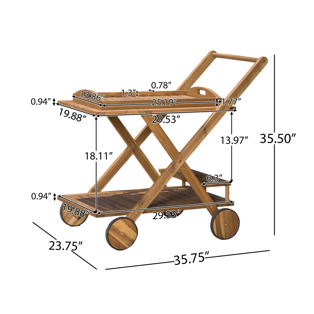 Indoor/exterior Studio Cart, Bar Kenilworth Wood Tiered GDF Natural Acacia 2
