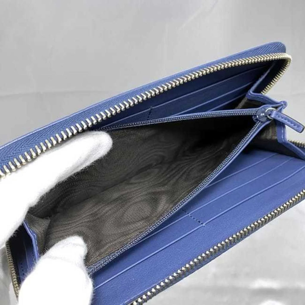 Long GG Wallet Pre-Owned Blue Leather Navy 449391 New) (Like Round Microsima