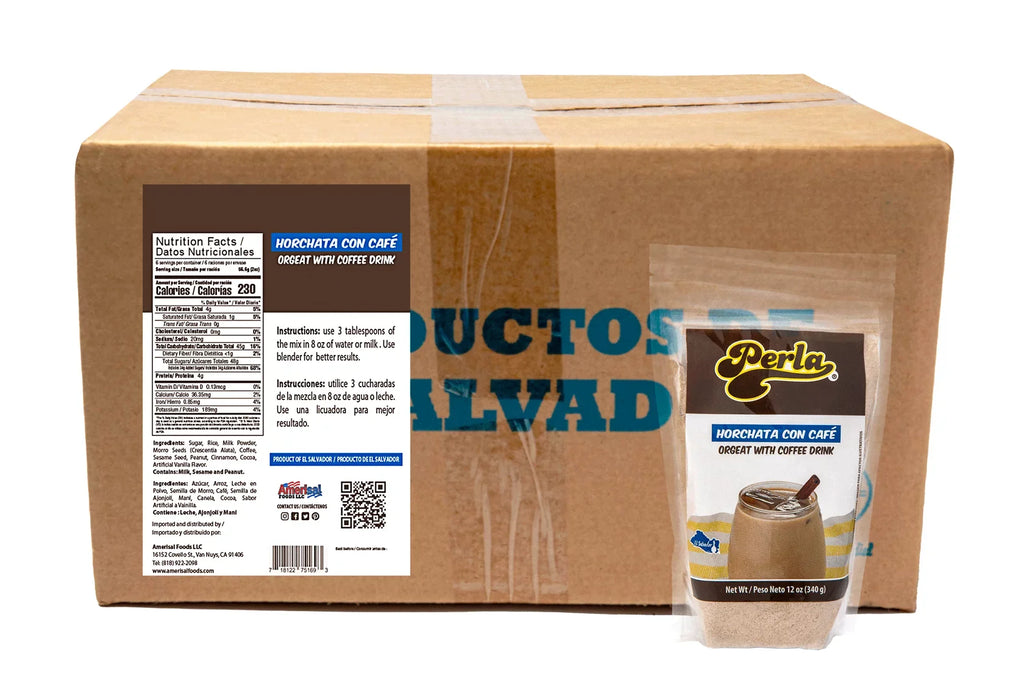 of (Orgeat each) (12 Perla Coffee con oz Case Drink) Horchata Salvadorena Cafe with 20