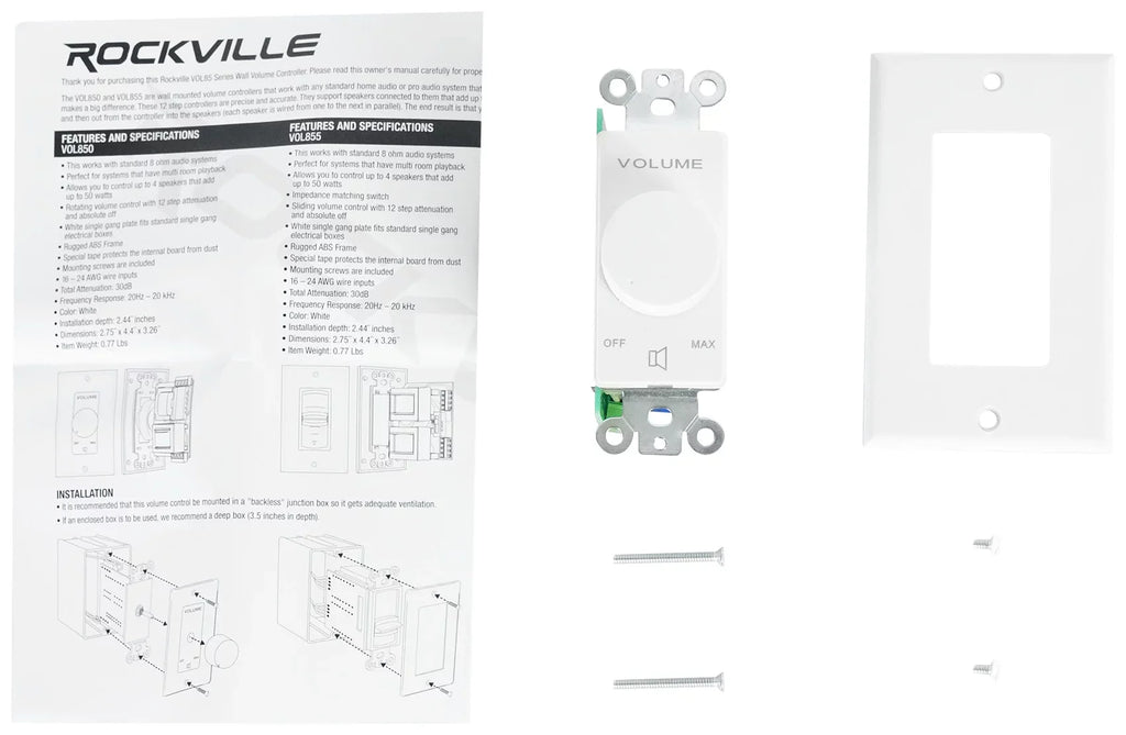 Stereo+8 Audio Rockville Home 4-Room Kit 8" White Controls Ceiling Speakers+Wall